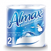 Туалетная бумага двухслойная "Алмакс" (белая 4 рул, 20м)